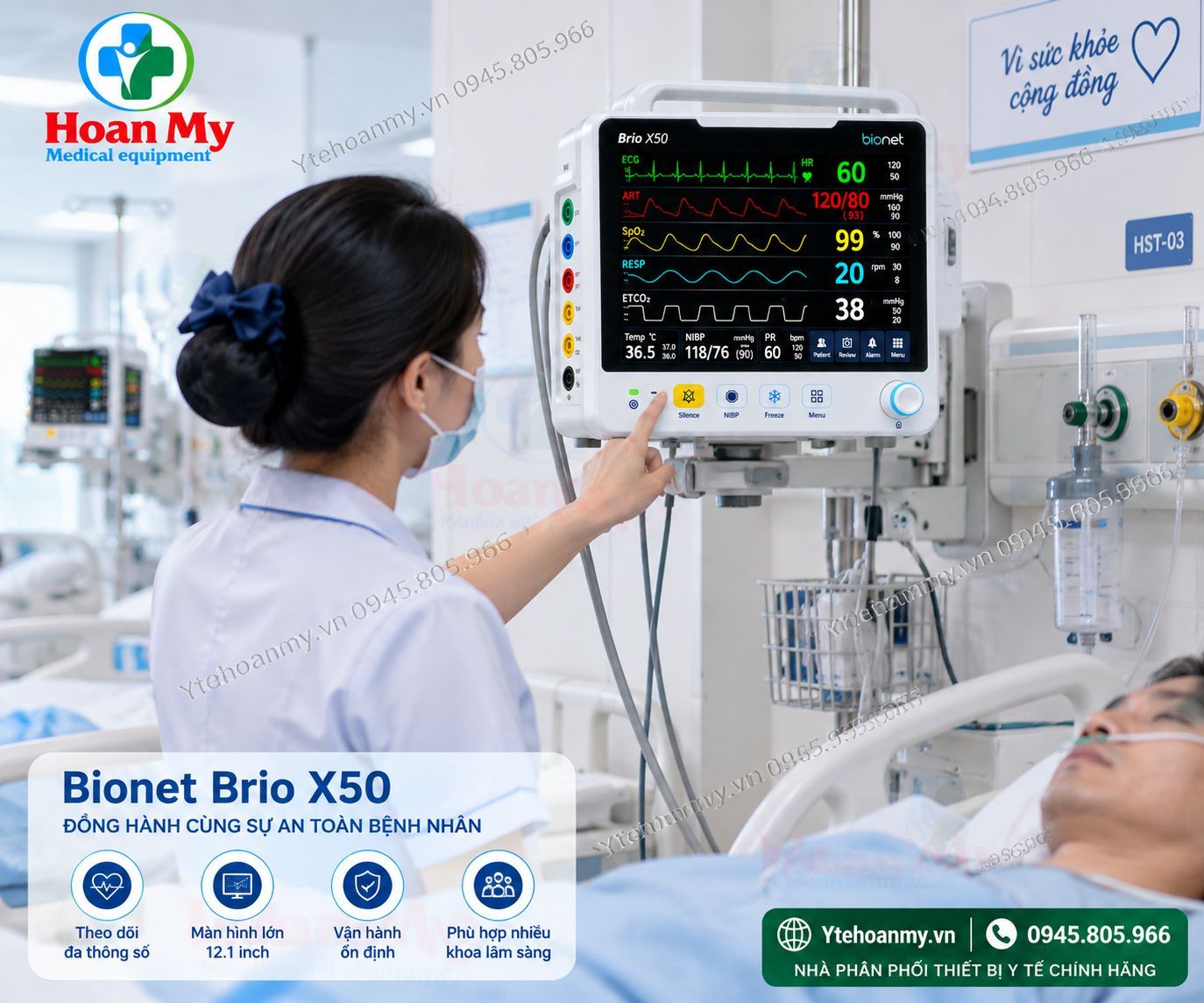 Monitor theo dõi bệnh nhân Bionet Brio X30